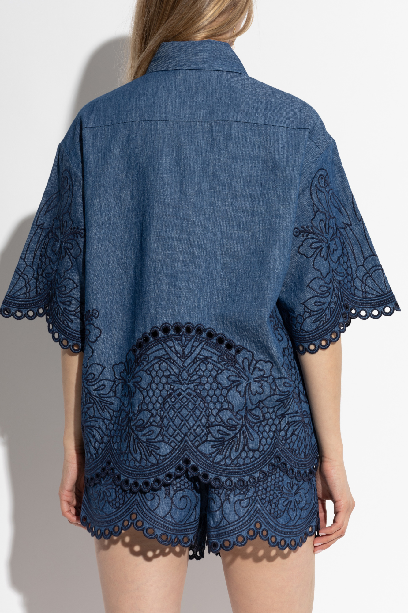 Zimmermann Denim shirt with decorative embroidery | Women's
